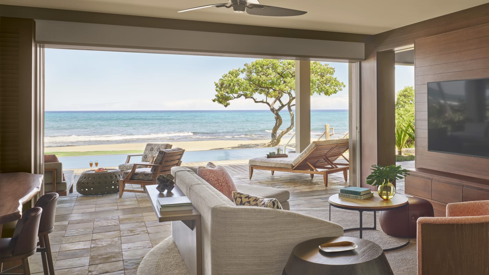 Inside one of the ocean-view suites